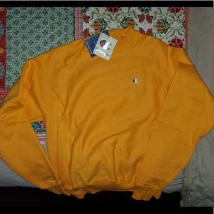 Champion orange/yellow crew neck